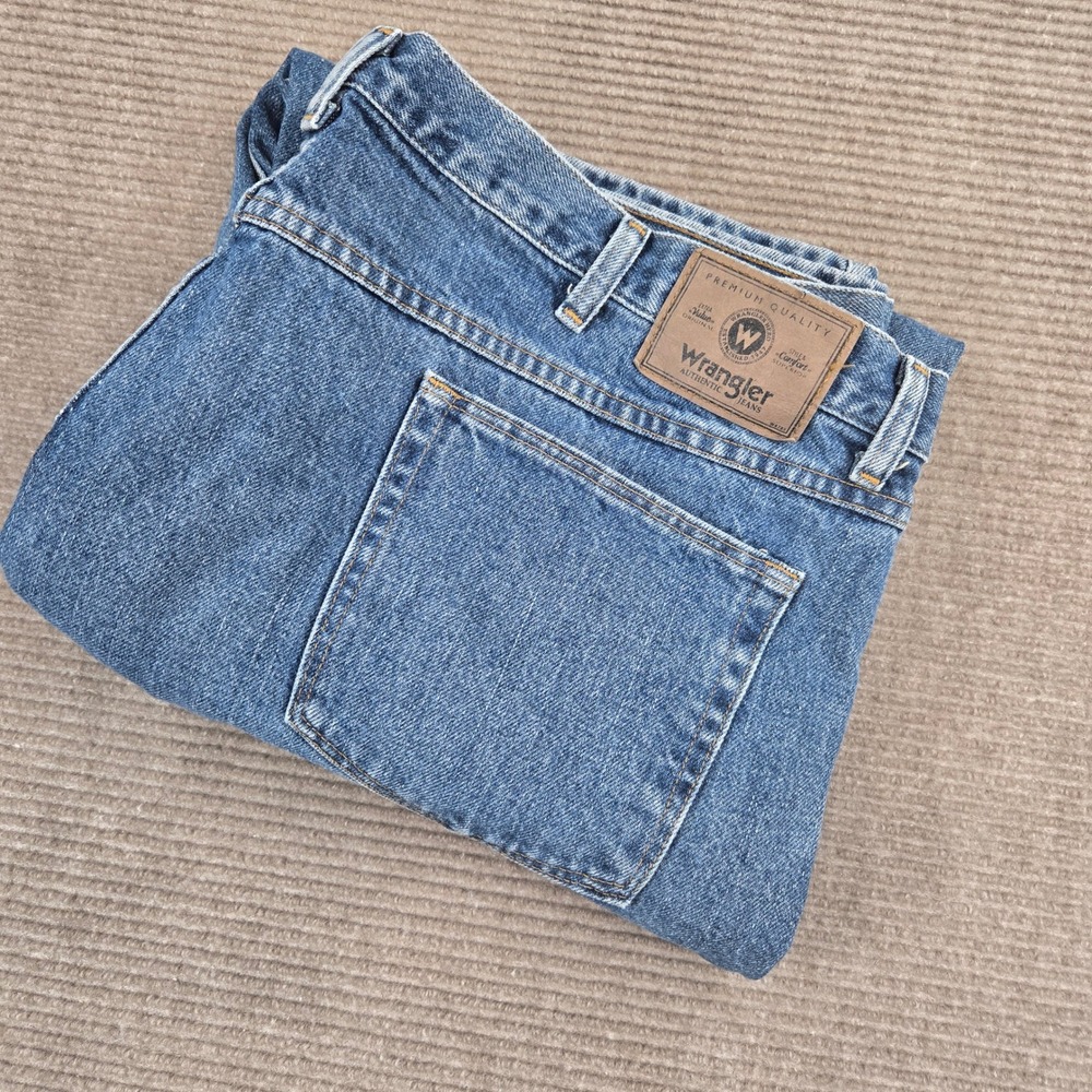 Wrangler Mens 44x32 Blue Authentic Straight Leg Jeans 97601VR
